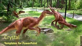  Presentation with realistic - Colorful presentation enhanced with realistic-model-of-a-velociraptor backdrop and a tawny brown colored foreground