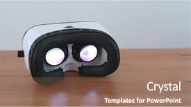  Presentation with artificial intelligence virtual reality - PPT layouts featuring reality device playing music video background and a  colored foreground