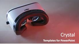  Presentation with virtual reality - PPT theme having reality device with red light background and a  colored foreground