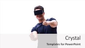  Presentation with virtual reality - Theme enhanced with reality glasses on white background background and a white colored foreground