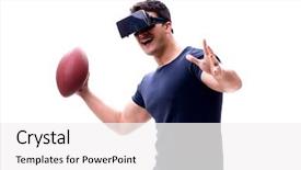  Presentation with artificial intelligence virtual reality - Slide deck with reality glasses on white background background and a white colored foreground