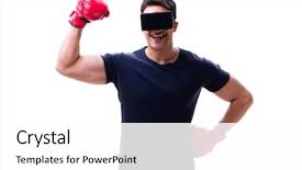  Presentation with virtual reality - PPT theme featuring reality glasses on white background background and a white colored foreground