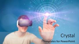  Presentation with virtual reality - Theme having reality goggles with blue circles background and a  colored foreground