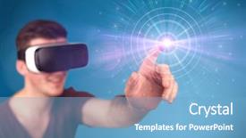  Presentation with virtual reality therapy - PPT layouts featuring reality goggles with blue circles background and a  colored foreground