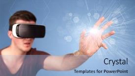  Presentation with hexagons - Presentation consisting of reality goggles with blue hexagon background and a light blue colored foreground
