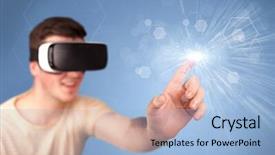  Presentation with hexagons - Slide deck featuring reality goggles with blue hexagon background and a  colored foreground