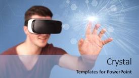  Presentation with hexagons - PPT theme consisting of reality goggles with blue hexagon background and a  colored foreground