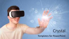  Presentation with hexagons - Cool new theme with reality goggles with blue hexagon backdrop and a light blue colored foreground