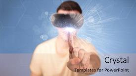  Presentation with hexagons - Amazing presentation theme having reality goggles with blue hexagon backdrop and a coral colored foreground