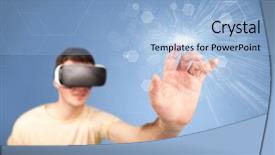  Presentation with hexagon - Presentation design with reality goggles with blue hexagon background and a light blue colored foreground