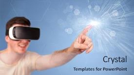  Presentation with hexagons - Audience pleasing presentation theme consisting of reality goggles with blue hexagon backdrop and a light blue colored foreground