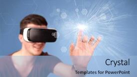  Presentation with hexagons - Colorful theme enhanced with reality goggles with blue hexagon backdrop and a light blue colored foreground