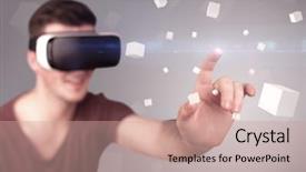  Presentation with artificial intelligence virtual reality - Beautiful presentation theme featuring reality goggles with grey cubes backdrop and a  colored foreground