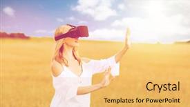  Presentation with augmented reality - Slides having reality headset or 3d glasses background and a yellow colored foreground