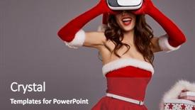  Presentation with christmas borders winter - Beautiful slides featuring reality headset over white background backdrop and a gray colored foreground