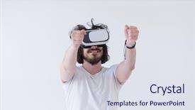  Presentation with virtual reality - PPT layouts enhanced with reality isolated on white background background and a  colored foreground