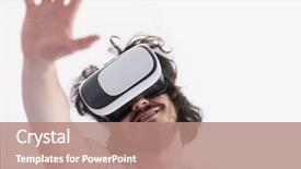  Presentation with virtual reality - Presentation theme having reality isolated on white background background and a coral colored foreground