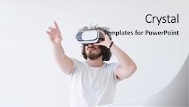  Presentation with virtual reality - Amazing slide deck having reality isolated on white background backdrop and a white colored foreground
