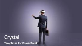  Presentation with empty - Presentation theme enhanced with reality shows - businessman wearing vj glasse background and a gray colored foreground