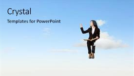  Presentation with lady - Colorful slides enhanced with reality shows - young pretty lady with book backdrop and a light blue colored foreground