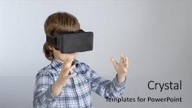  Presentation with virtual reality - Colorful slides enhanced with reality the child tries new backdrop and a  colored foreground