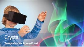  Presentation with virtual reality environments - Colorful presentation theme enhanced with reality the child tries new backdrop and a  colored foreground