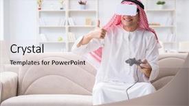  Presentation with video - Presentation design consisting of reality tv - arab man addicted to video background and a lemonade colored foreground