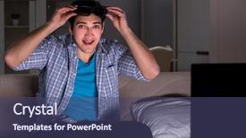  Presentation with television watching - Theme featuring reality tv programs - man watching 3d television late background and a  colored foreground