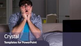  Presentation with television watching - Amazing theme having reality tv programs - man watching 3d television late backdrop and a violet colored foreground