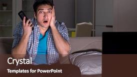  Presentation with man watching woman preparing vegetables - Colorful slide deck enhanced with reality tv programs - man watching 3d television late backdrop and a tawny brown colored foreground