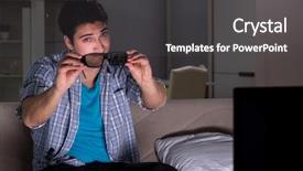  Presentation with television watching - Amazing PPT layouts having reality tv programs - man watching 3d television late backdrop and a  colored foreground