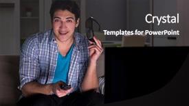  Presentation with man watching woman preparing vegetables - Beautiful theme featuring reality tv programs - man watching 3d television late backdrop and a  colored foreground