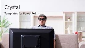  Presentation with home - Amazing presentation theme having reality tv programs - man watching 3d tv backdrop and a  colored foreground