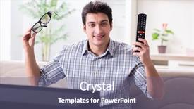  Presentation with man watching woman preparing vegetables - Presentation consisting of reality tv programs - man watching 3d tv background and a  colored foreground