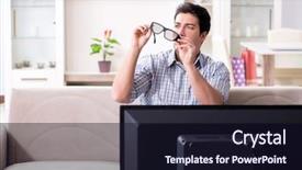  Presentation with man watching woman preparing vegetables - Beautiful presentation design featuring reality tv programs - man watching 3d tv backdrop and a  colored foreground