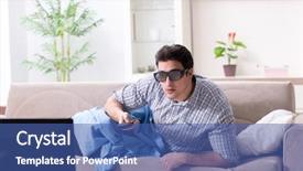  Presentation with home - Amazing presentation having reality tv programs - man watching 3d tv backdrop and a  colored foreground