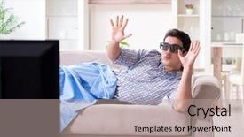  Presentation with ventilation home - Presentation theme enhanced with reality tv programs - man watching 3d tv background and a mint green colored foreground