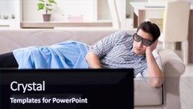  Presentation with home - PPT layouts with reality tv programs - man watching 3d tv background and a  colored foreground