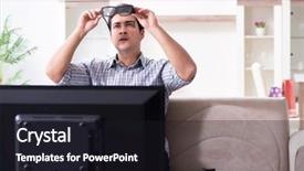  Presentation with man watching woman preparing vegetables - PPT theme featuring reality tv programs - man watching 3d tv background and a wine colored foreground