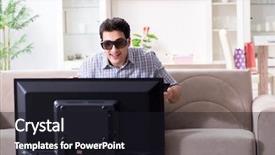  Presentation with man watching woman preparing vegetables - Amazing theme having reality tv programs - man watching 3d tv backdrop and a wine colored foreground