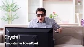  Presentation with man watching woman preparing vegetables - Presentation theme enhanced with reality tv programs - man watching 3d tv background and a wine colored foreground