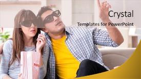  Presentation with movie reel industry highlight reels - Colorful presentation enhanced with reality tv programs - pair watching 3d movie backdrop and a  colored foreground