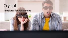  Presentation with movie - Presentation design having reality tv programs - pair watching 3d movie background and a  colored foreground