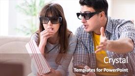  Presentation with movie marque - PPT theme consisting of reality tv programs - pair watching 3d movie background and a  colored foreground