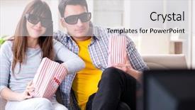  Presentation with movie - Presentation design featuring reality tv programs - pair watching 3d movie background and a  colored foreground