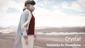  Presentation with virtual reality - Colorful slides enhanced with reality wild nature at background backdrop and a coral colored foreground