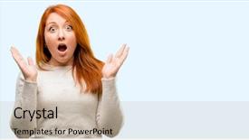  Presentation with wow - Colorful presentation theme enhanced with realization - beautiful young redhead woman happy backdrop and a mint green colored foreground