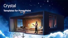  Presentation with dreams - PPT layouts with realize your design dreams mixed media background and a navy blue colored foreground