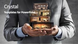  Presentation with dream - Slide set consisting of realize your interior dream mixed background and a dark gray colored foreground