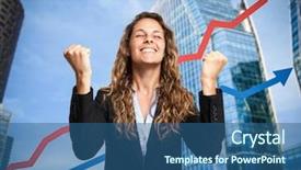  Presentation with small business growth and profit - Amazing slide set having really happy businesswoman rising arrow backdrop and a ocean colored foreground